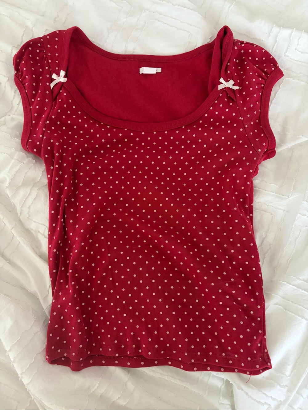 ‘Kimchi Blue’ Red Polka Dot Bow Top